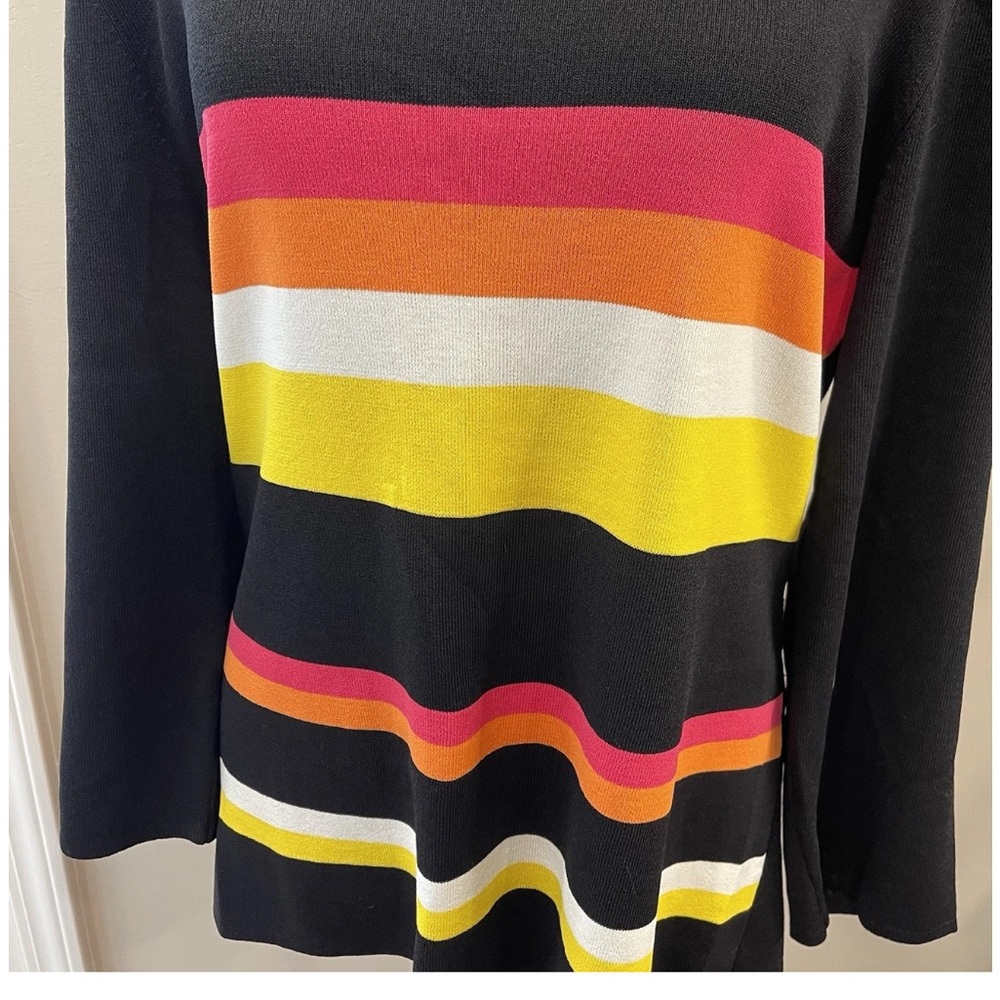 Cable & Gauge‎ ladies Y2K colorful band striped black sweater size XL 3/4 sleeve - Picture 2 of 11
